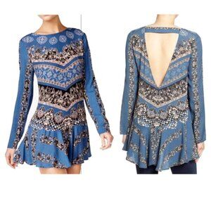 Free People Smooth Talker Backless Tunic Blue, size S